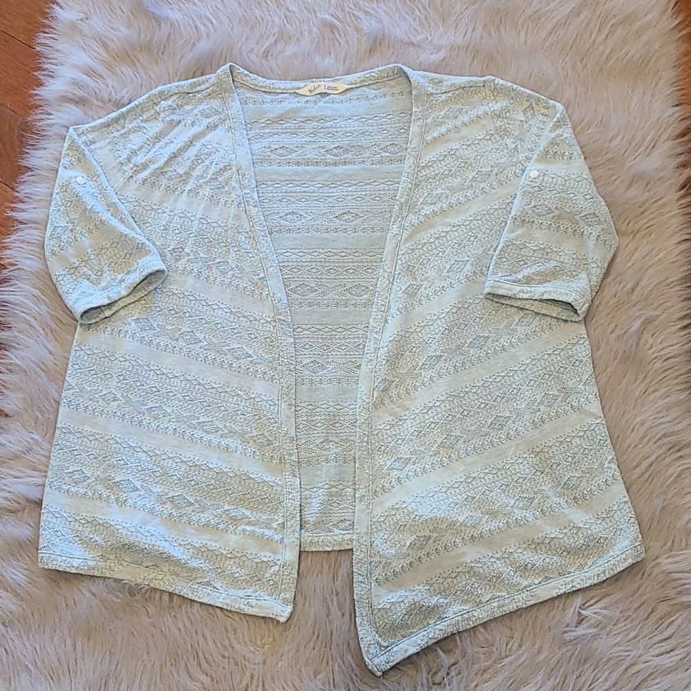 Woolrich womens light blue light‎ weight knit open cardigan 3/4 sleeve size m